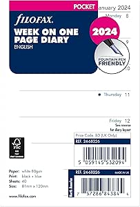 Filofax Calendar Diary Refill, Personal/Compact Size, Two