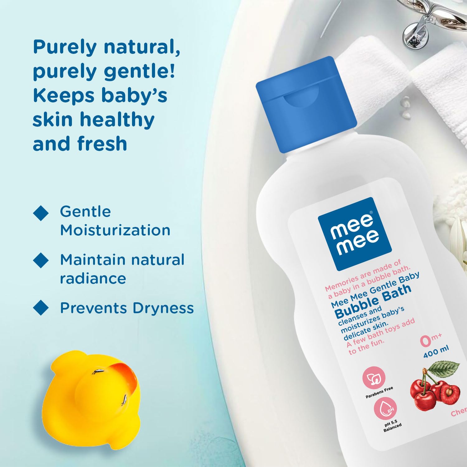 Mee Mee Gentle Baby Bubble Bath, White, 500ml & Mild Baby Shampoo with Fruit Extracts, 500ml Combo 1