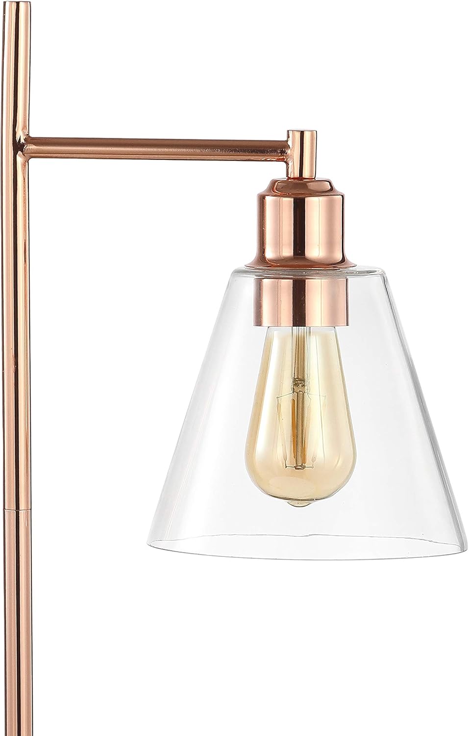 JONATHAN Y 22.25" Copper Modern Glam Metal and Marble Table Lamp, Mid-Century Contemporary Bedside Nightstand Lamp with Clear Glass Cone Shade, LED Bulb Included JYL1100A