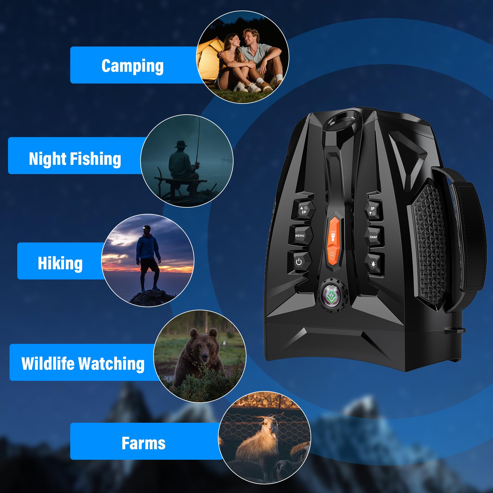 Visor Termico Caza - Pantalla HD de 4", Zoom 10X, 4K, Alcance de 800m, Batería de 5000mAh, Tarjeta de 32 GB, Prismaticos Vision Nocturna para Caza, Agrícola y Seguridad, Etc.
