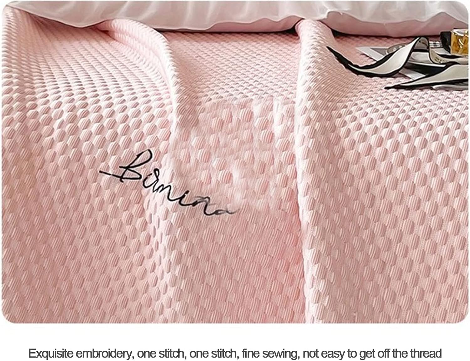 Summer Cooling Mat with Pillowcase Lace Bed Skirt Ice Silk Mat Sleeping Pad Foldable Washable Mattress Protector for Home School Dormitory (3 Pack) 1.8m (1.8m)