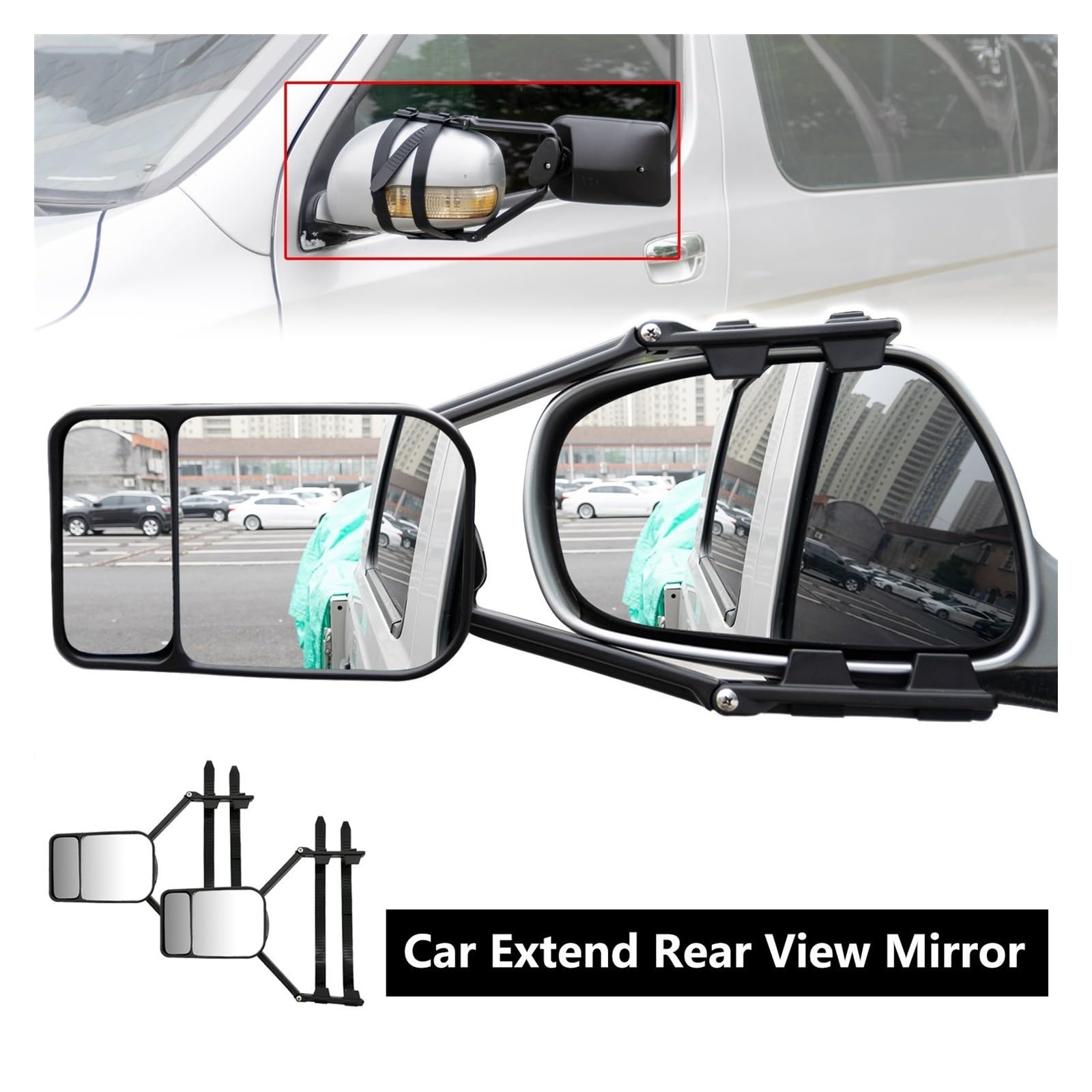 Specchietto Estensione Per Traino - Universale, Piatto, Regolabile, Per Auto E Caravan