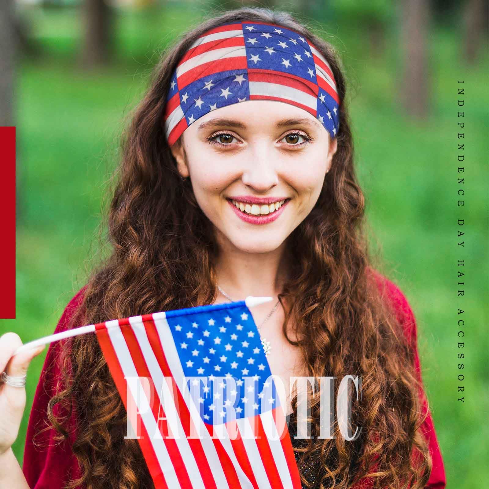 Game Day Headband Beaded Stripe Patriotic Sports Fan Hair Accessory Independence Day Mommy and Me Patriotic Sequin Stripe  main image 3