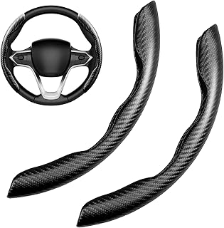 FDGDFG Anti-Slip car Steering Wheel Cover 2PCS,Universal Car Steering Wheel Cover for Men/Girls Auto Car, Steering Wheel Comfortable Cover for Steering Accessories Car Truck (Carbon Fiber Black)