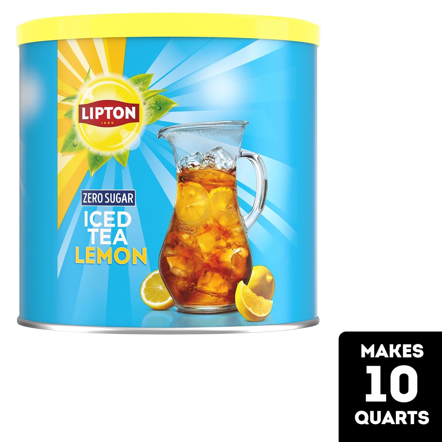 Lipton Black Iced Tea Mix, Zero Sugar Lemon, 10 Quarts (pack of 6)