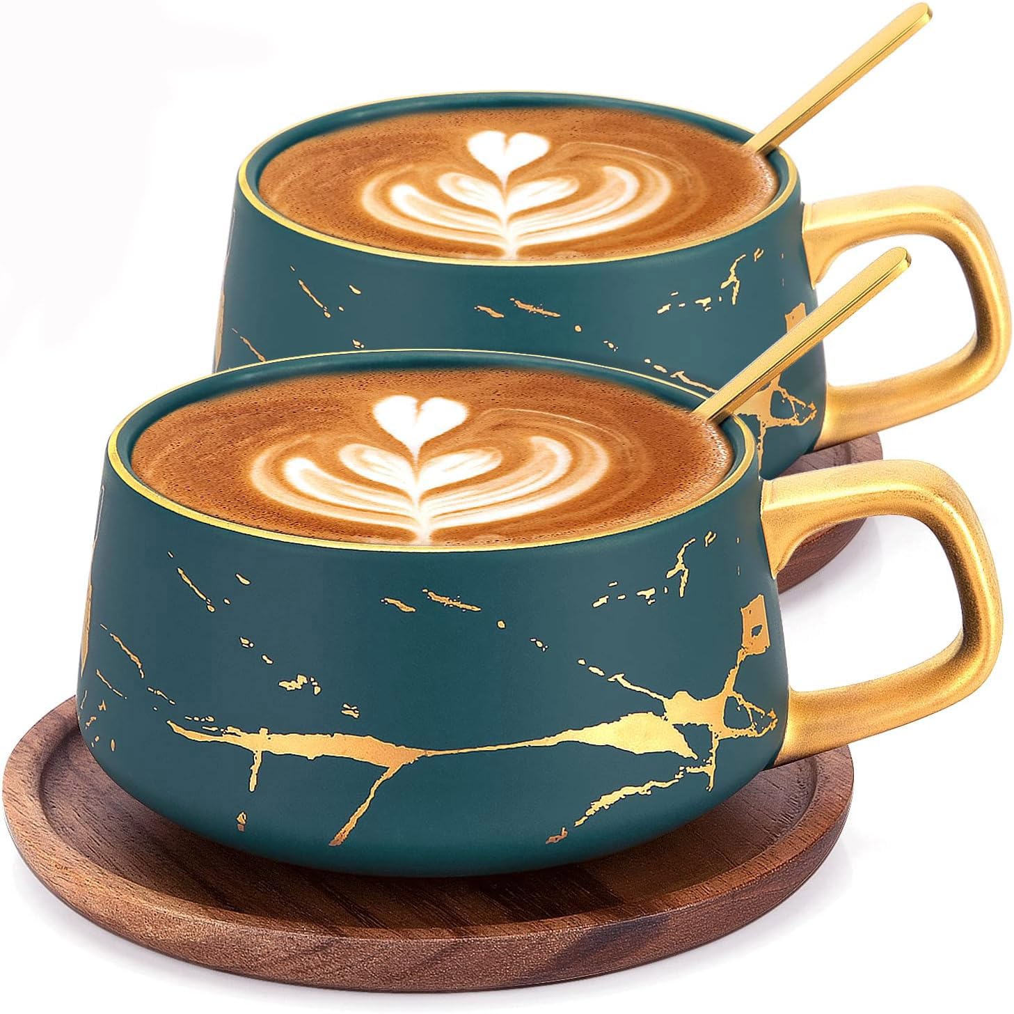 Tasse à café avec conservation de la chaleur longue durée, ensemble céramique vert 300ml