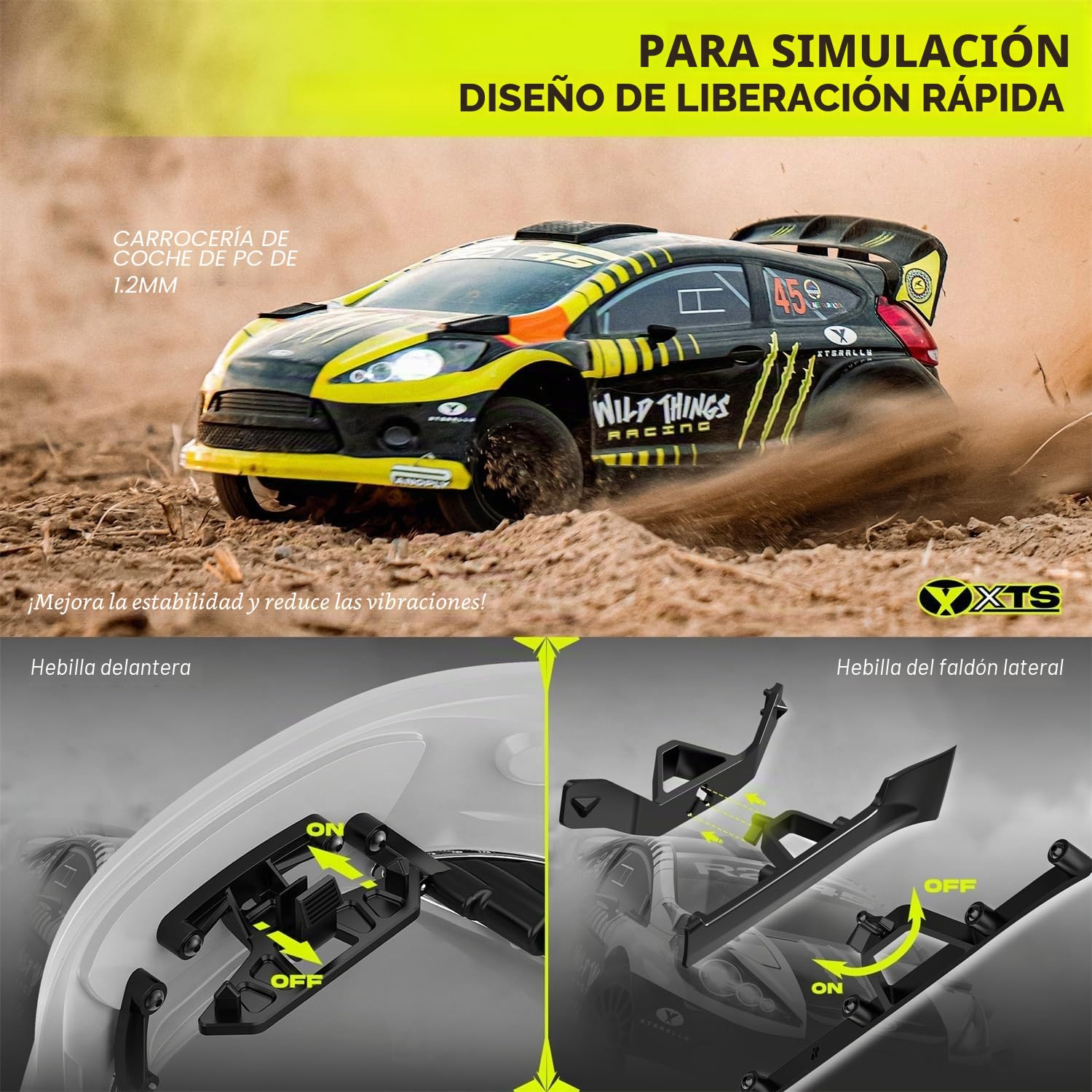 CROBOLL RLAARLO 1/10 Brushless RC Coche para adultos con Gyro, Max 80 km/h Rally Coche de Rally Rápido, 2.4GHz All Terrain RC Drift coche a distancia