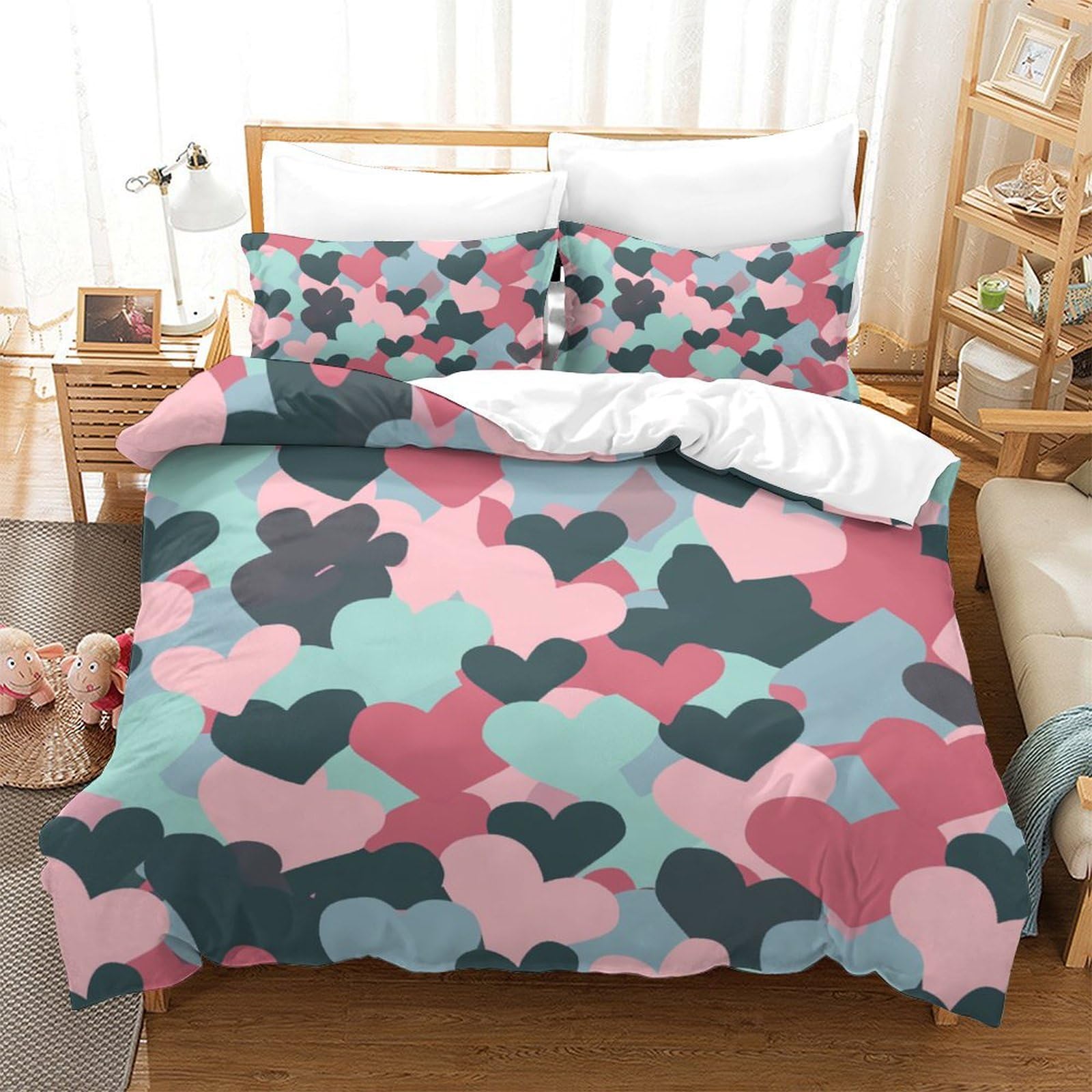 Housse de couette King 220x240cm avec fermeture éclair pour lit adulte et enfant