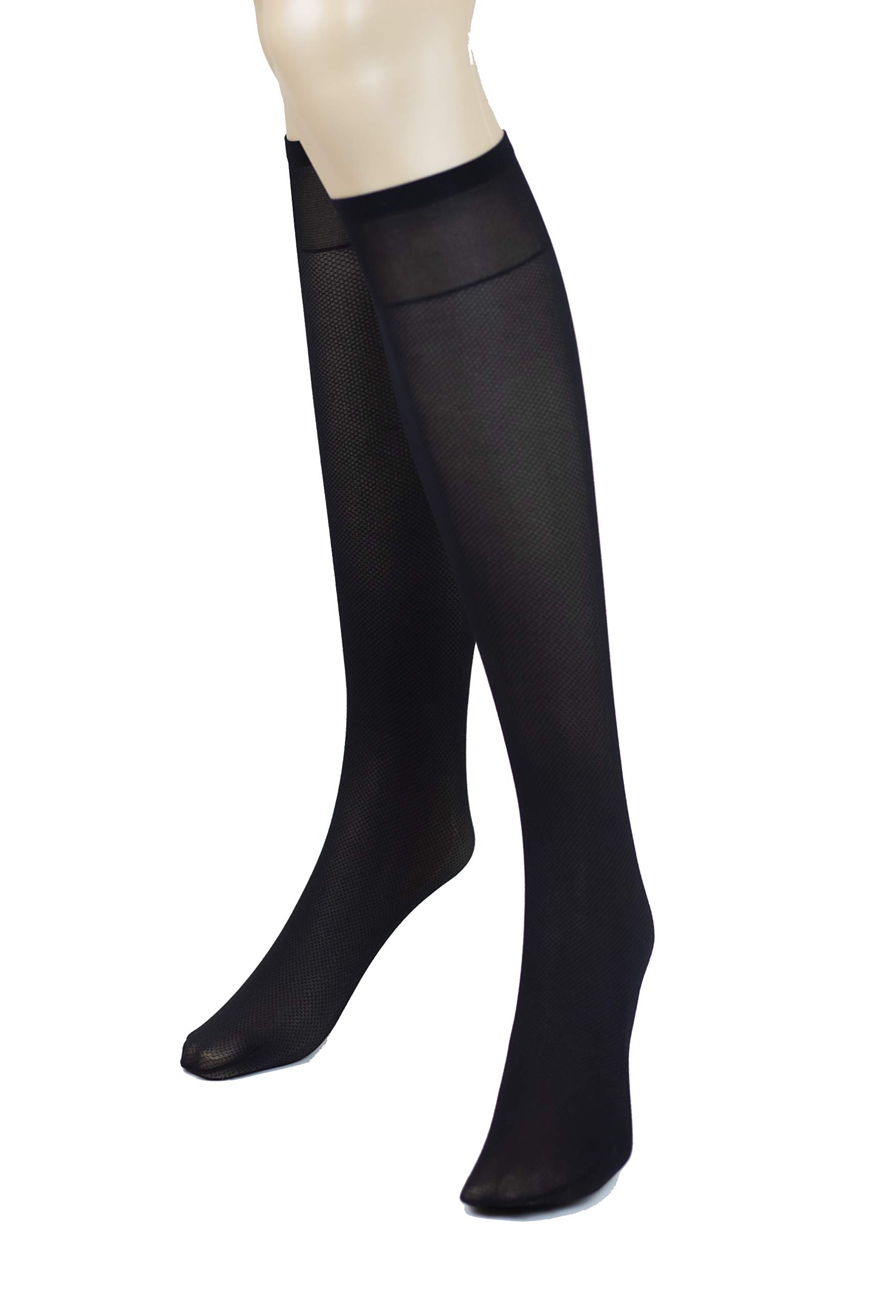 Leamel Carme Knee Highs 20 Denier Fishnet Black One Size Sheer Socks