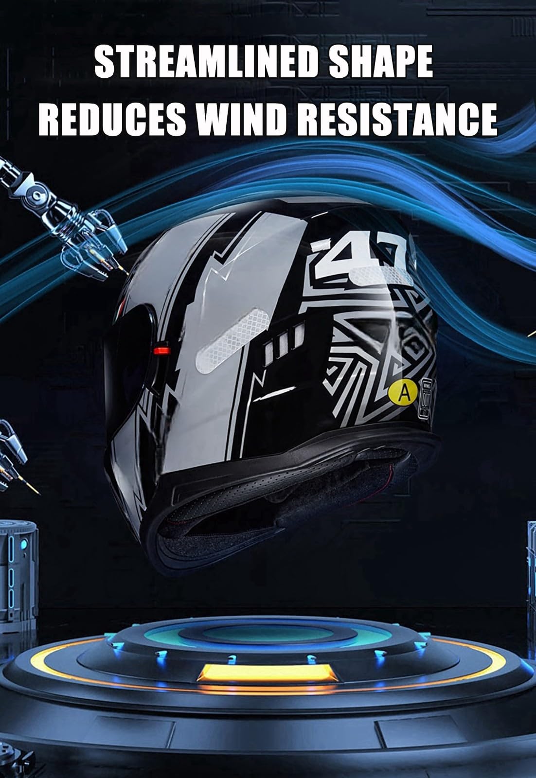 Kask szczękowy dla motocyklistów, integralny kask motocyklowy z certyfikatem ECE 2206, integralny kask motocrossowy, do jazdy po ulicy, uniseks, rozmiar A, rozmiar L (58-59 cm)