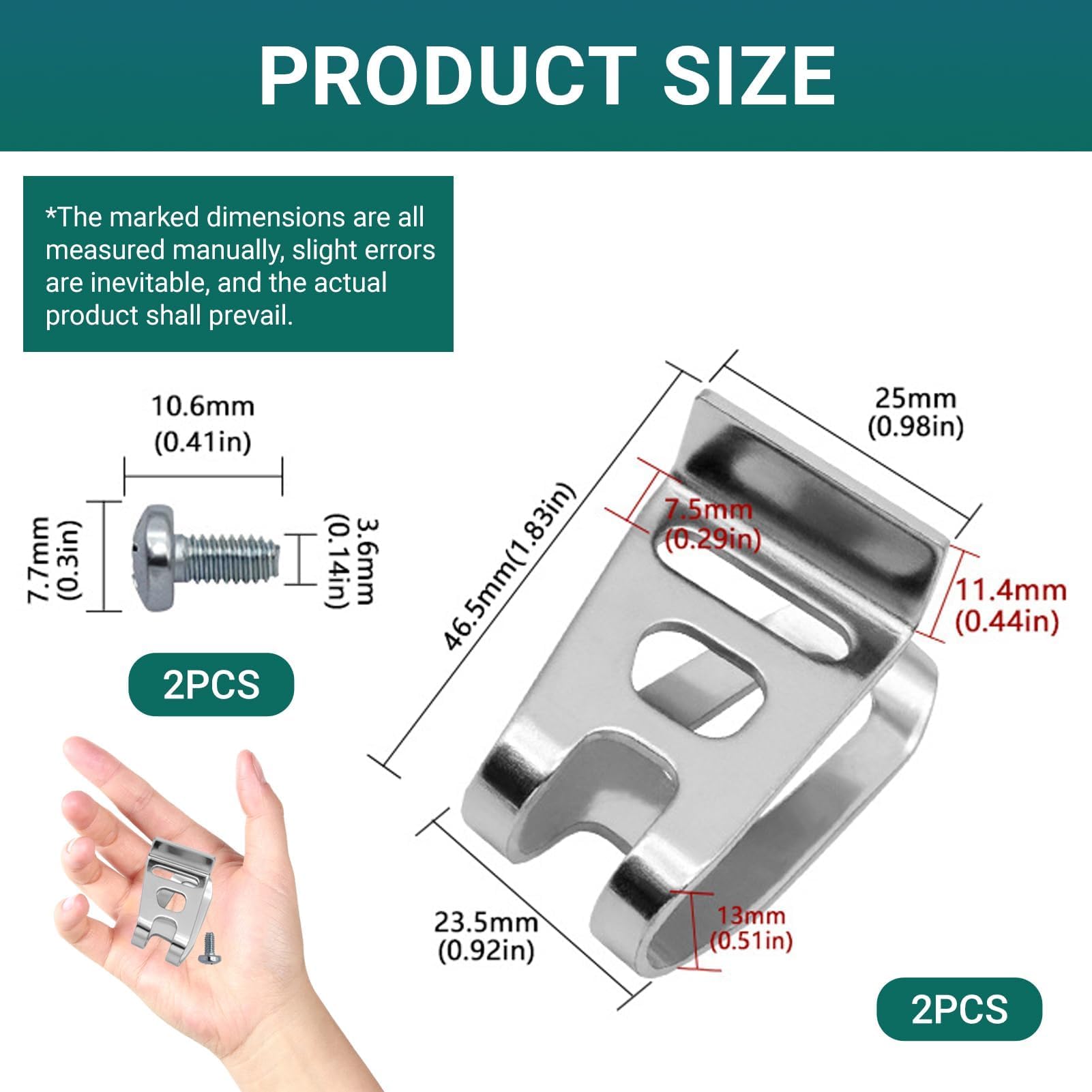 2 Clip ceinture Crochet de Rechange, Clips Avec Vis, Crochet de Ceinture pour Perceuse Électrique, Compatibles Avec Les Modèles Makita DF330, DT01, DDF482, DHP482, XDT14 et XPH10 12 V et 18 V