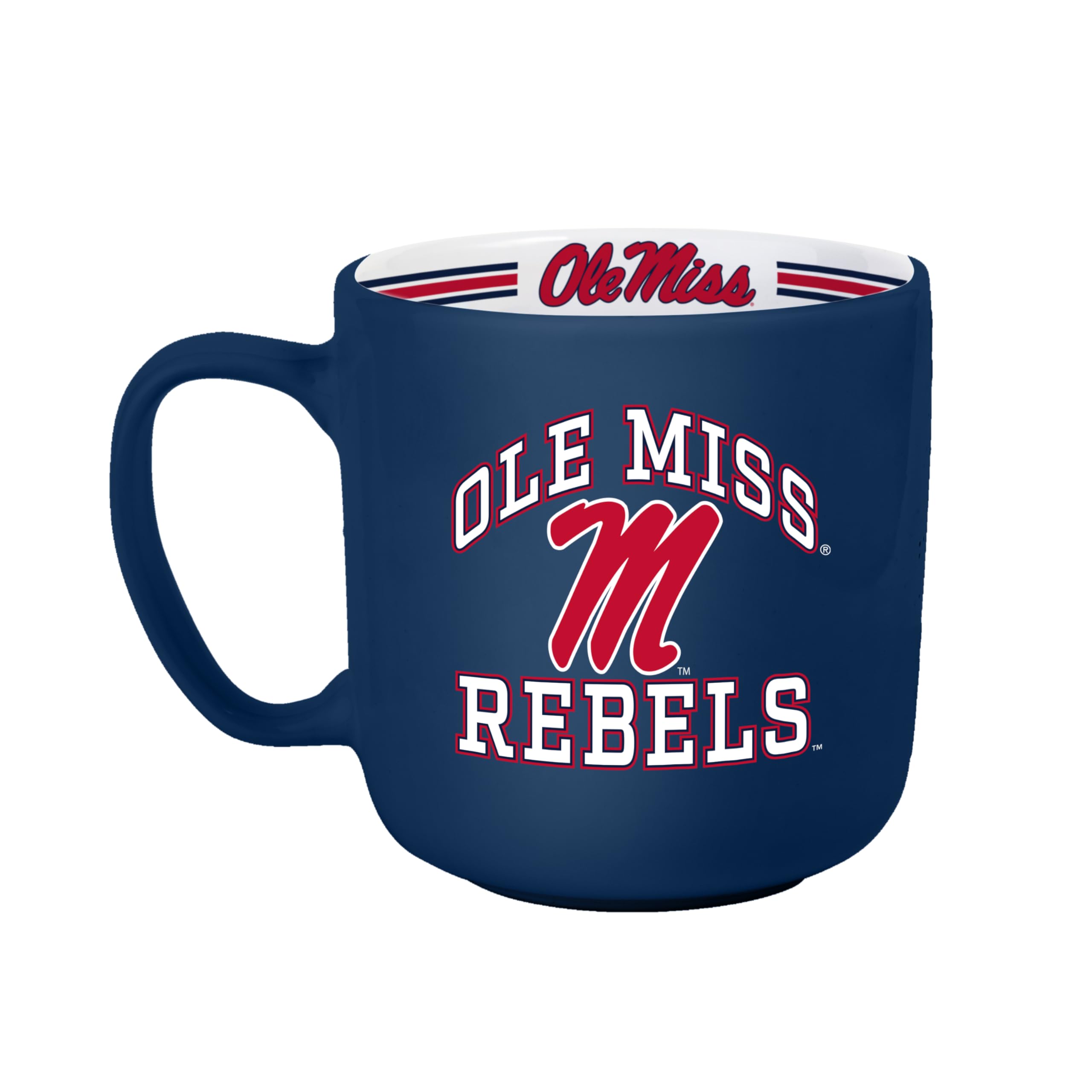 Logo Brands NCAA Ole Miss Rebels 15 oz Stripe Coffee Mug — 15 Fluid Ounces | Ceramic | Officially Licensed | Vintage Team Logo | Great Gift