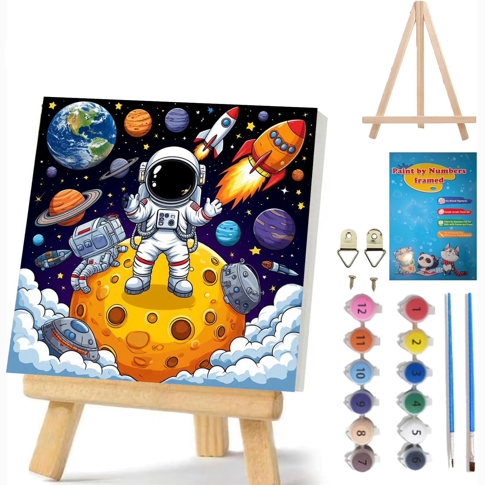 Paint by Numbers for Children With Frame,Astronaut Easy Paint by Number