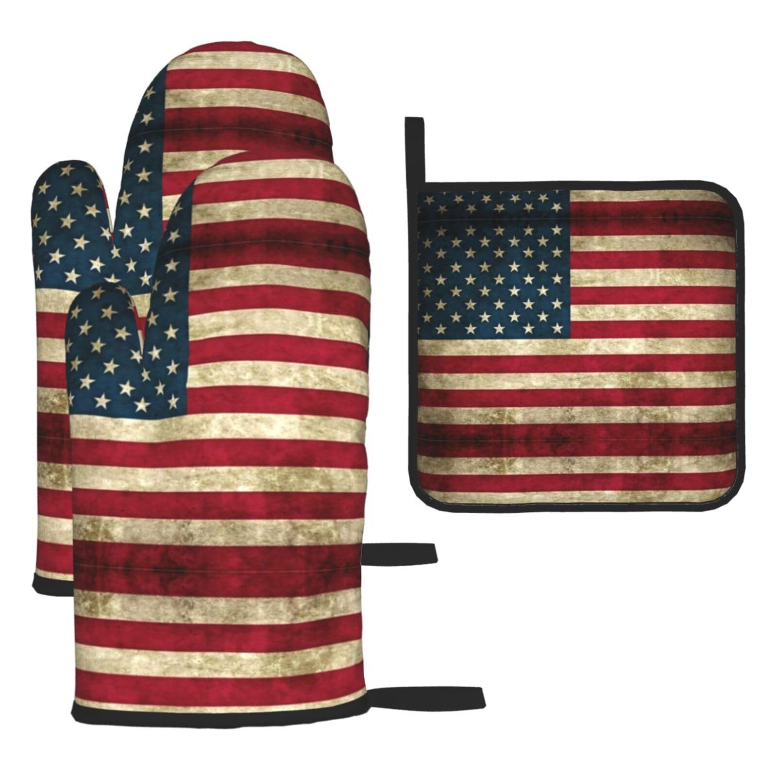 American Flag Oven Mitts And Pot Holders Sets Of 3 Oven Glove Kitchen Decor For Baking Cooking Bbq