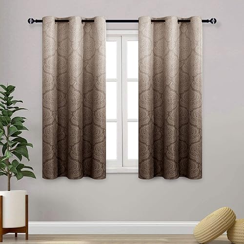 Miniatura 96 de DWCN - Cortinas blackout para dormitorio, diseño de damasco con aislamiento térmico y ojales, para sala de estar, juego de 2 paneles de cortina