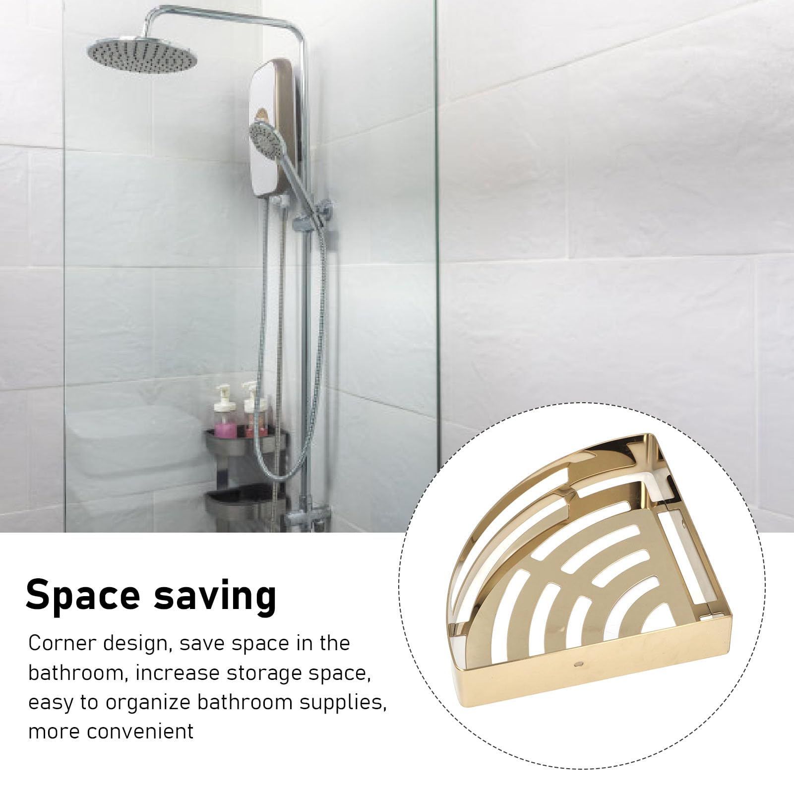 Ejoyous Estantes de Ducha de Esquina, Estantes de Ducha de Acero Inoxidable 304 Montados en la Pared, Almacenamiento de Esquina Triangular, Ahorro de Espacio, Fácil Instalación para Baño, Cocina,