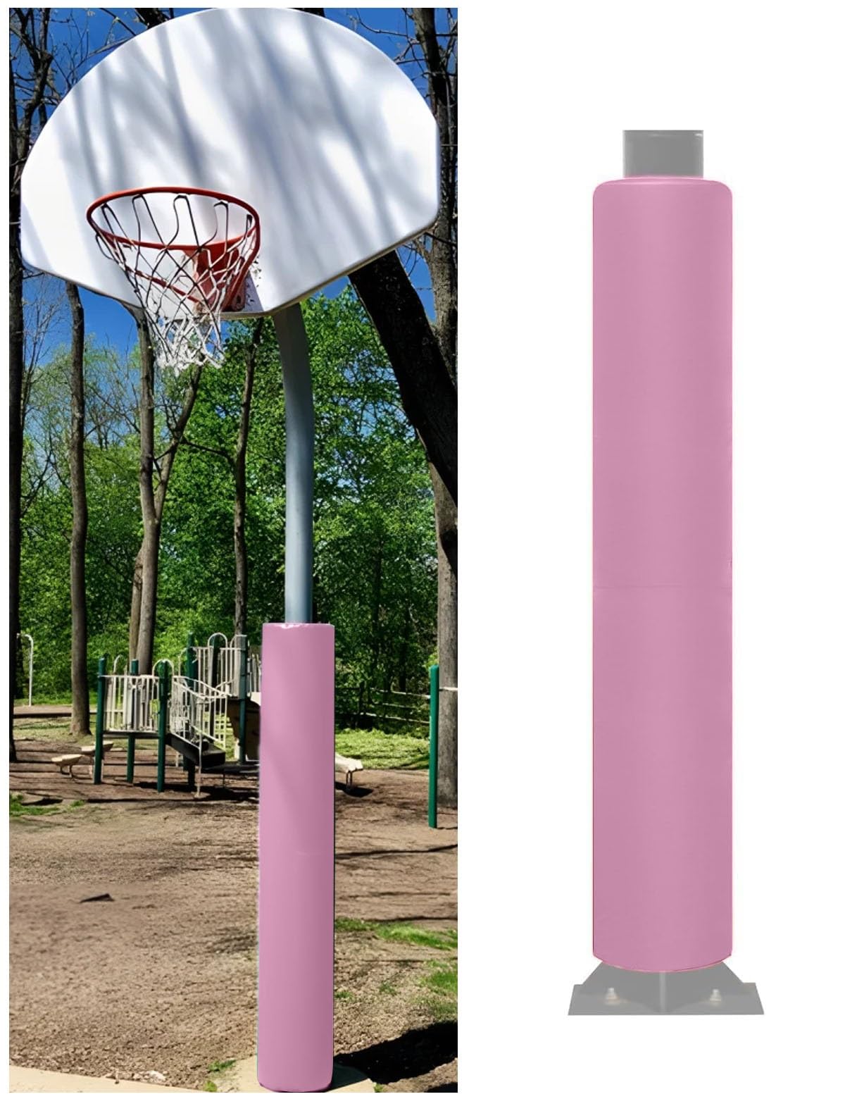 Wrap Around Basketball Pole Padding Outdoor, All Weather Pole Pads for Gymnasium, Basement, Playground