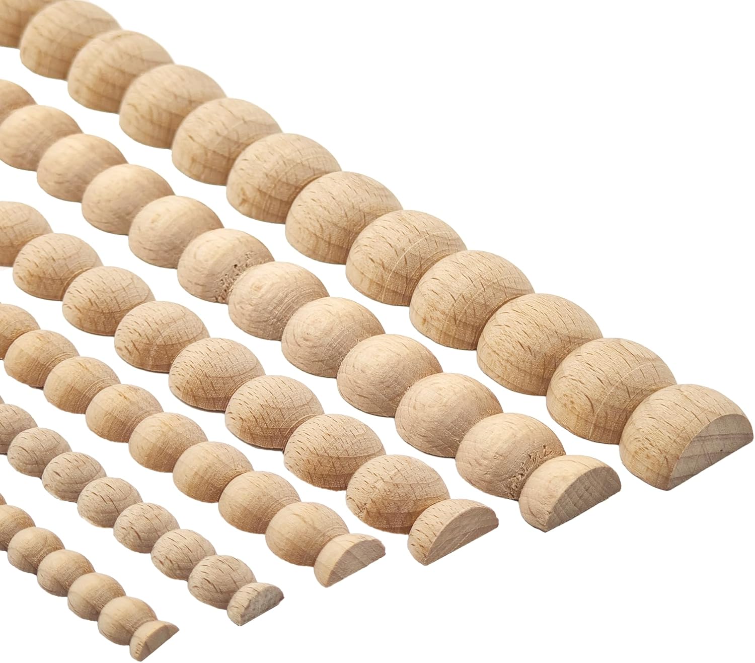 Beaded Wood Trim Molding, 15 Pack Unfinished Half-Round Decorative Wood Trim, 15.75 Easy-to-Paint DIY Wooden Molding for Wall, Furniture, Cabinet, Door & Craft Decoration (9mm)