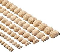 Dylrauoza 15 Pack Beaded Wood Trim Molding - Unfinished Half-Round 15.75" DIY Decorative Beech Trim for Walls, Furniture, Cabinets & Crafts