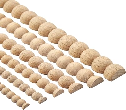 Beaded Wood Trim Molding, 15 Pack Unfinished Half-Round Decorative Wood Trim, 15.75" Easy-to-Paint DIY Wooden Molding for Wall, Furniture, Cabinet, Door & Craft Decoration 24mm