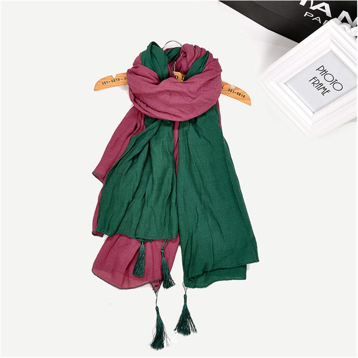 XKU-ZZJYAccessori donna Warm Literary Cotton And Linen Scarf, Fringed Air Conditioning Shawl, Female Scarf (Color : Black+Red, Size : 135-175CM)
