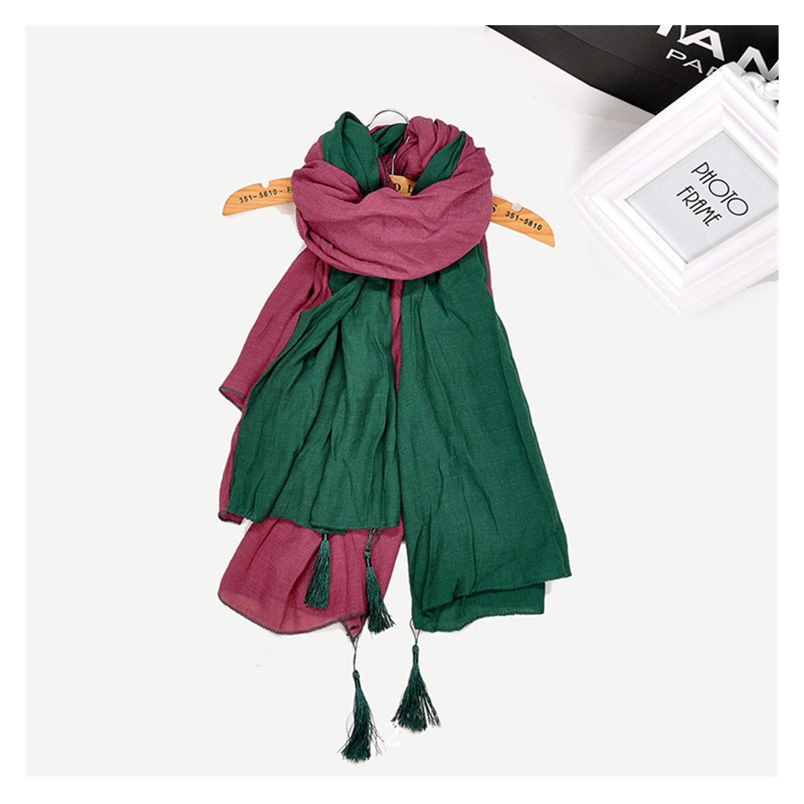 XKU-ZZJYAccessori donna Warm Literary Cotton And Linen Scarf, Fringed Air Conditioning Shawl, Female Scarf (Color : Black+Red, Size : 135-175CM)