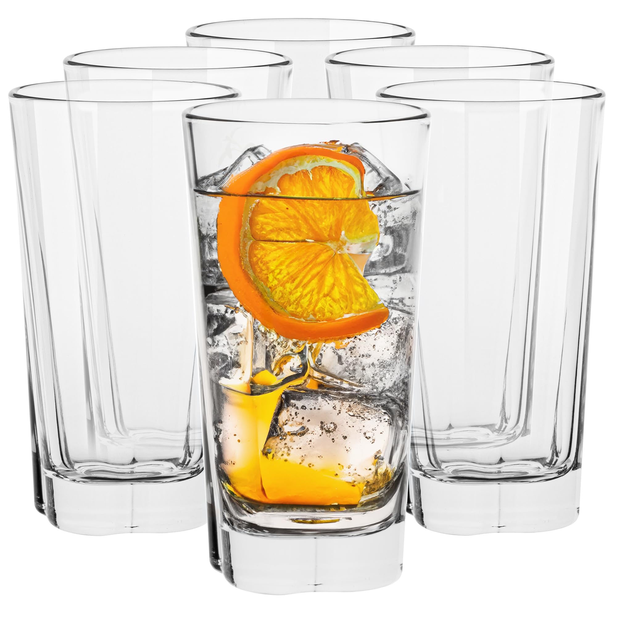 TREND FOR HOME Longdrinkgläser Cocktailgläser, 300 ml, Set von 6, Gläser Set Wassergläser Trinkgläser von 6 Longdrink Gläser Highball Glas, Spülmaschinenfest, Kollektion Elin Küche, Haushalt & Wohnen