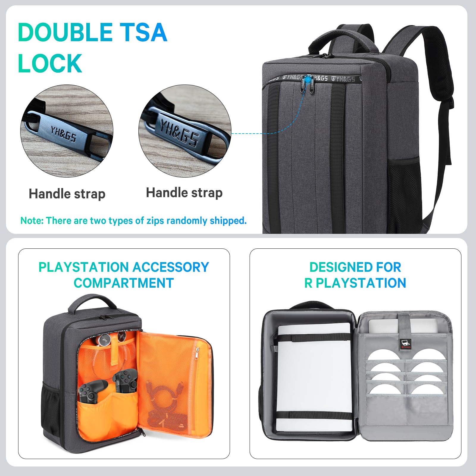 Mochila de viaje para PS5, funda protectora para ordenador portátil de 17,3", mandos, discos de juego y otros accesorios para juegos, estuche de transporte PS5 con varios bolsillos, Negro, Moda,,