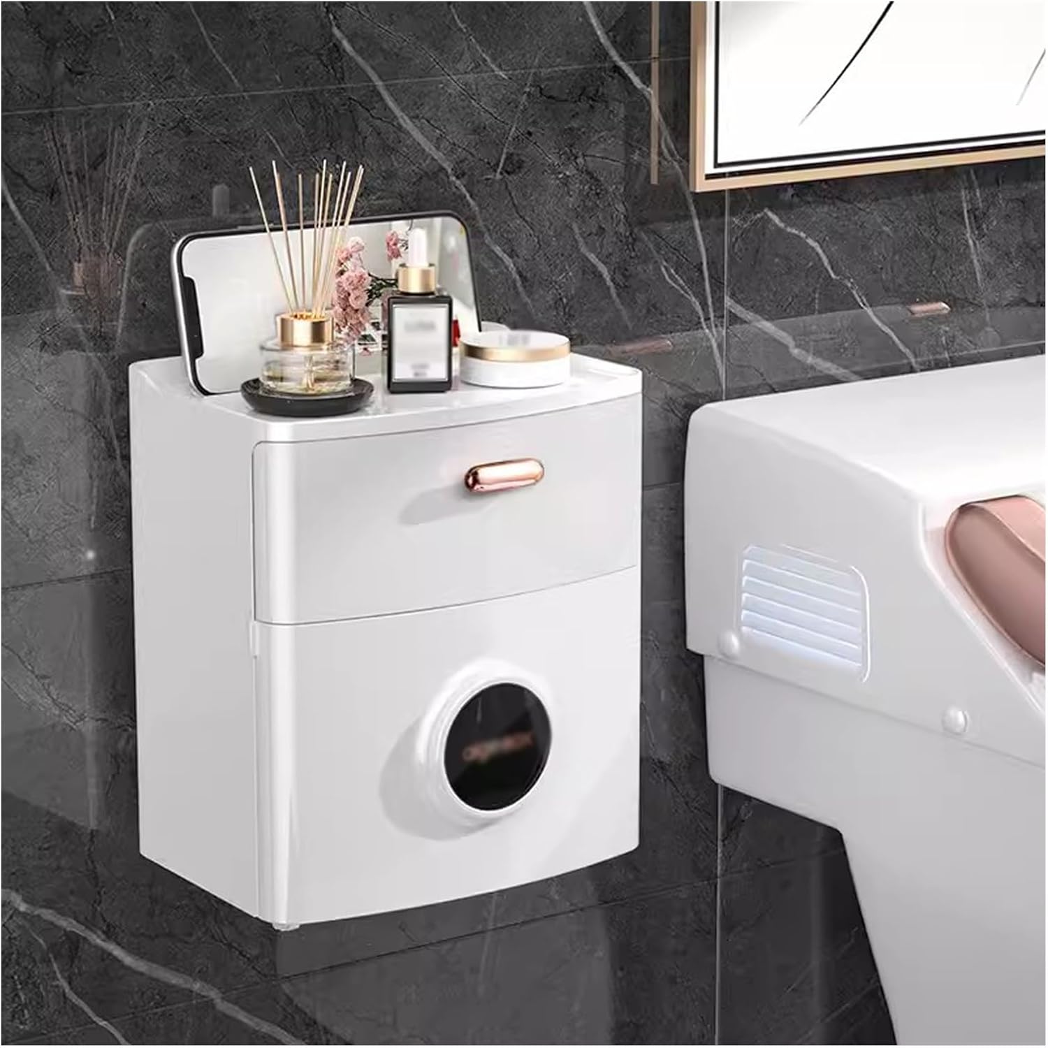 GRFIT Tissue Box Holder Tissue Box, Napkin Holder, No Drilling Toilet Paper Holder, Bath Installations Wall Mounted Wc Tissue Holder for Home or Office Decorative Napkin Holder