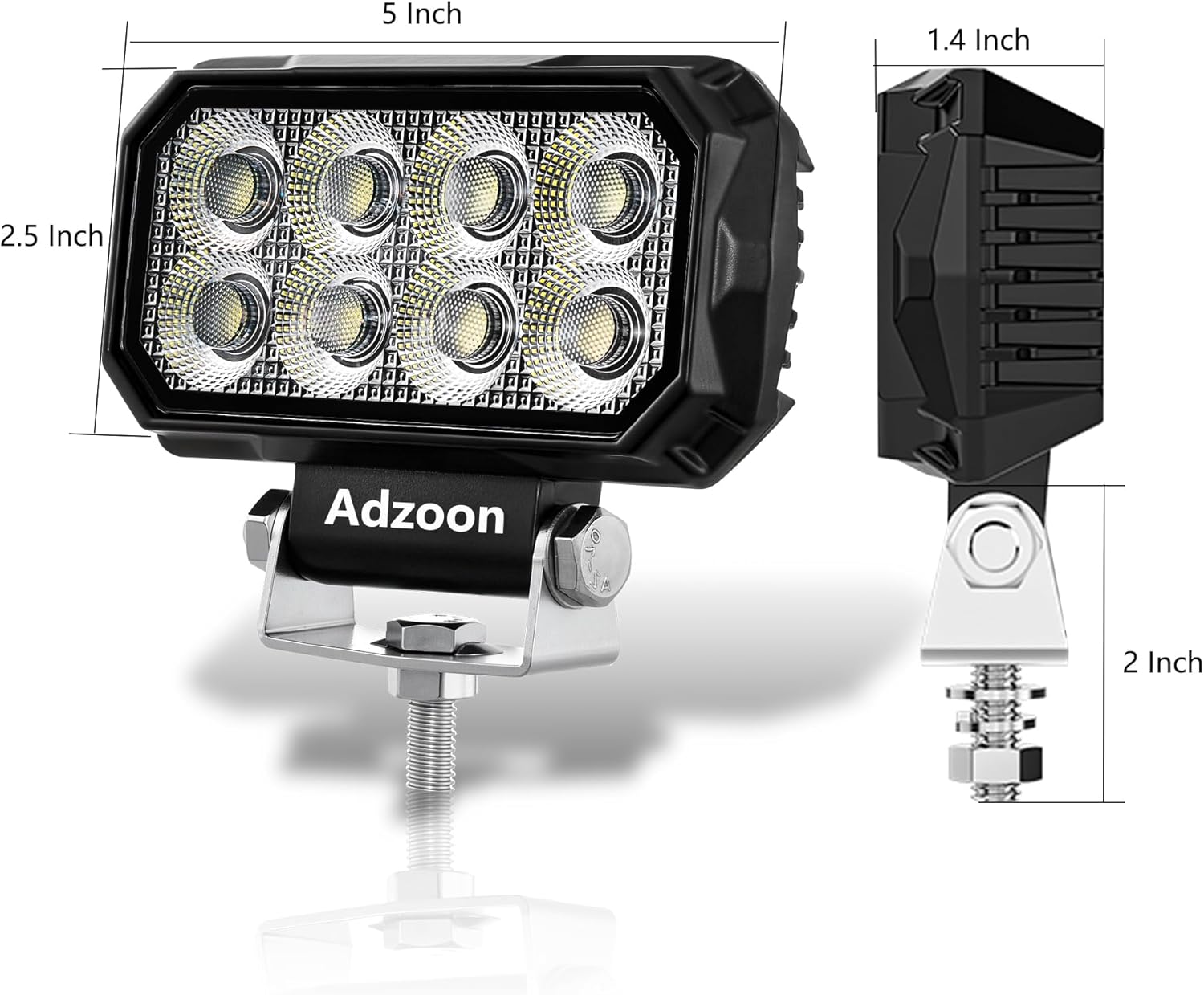 LED Tractor Work Lights 5 Inch,2PCS 60W Square Waterproof 12V LED Flood Light for Truck Equipment Heavy-Duty Boat UTV ATV Excavator