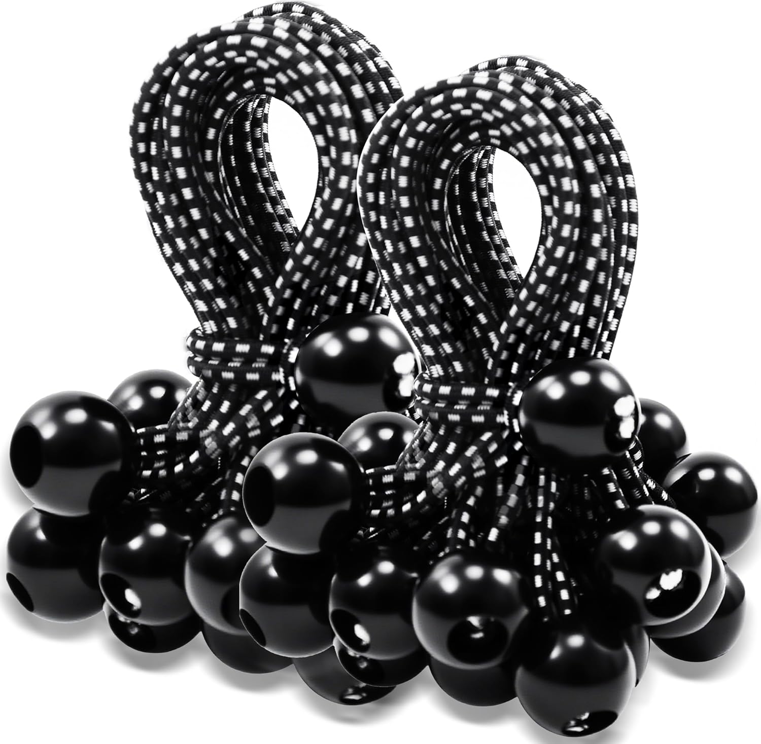 A ANTELOPE 25-Pack Ball Bungee Cord, 6" Heavy Duty Bungee Cord of Canopy Tarp Balls for Camping, Tent, Cargo, Fixed Lines and Hoses, Patio Umbrellas, Awnings (Black & White)