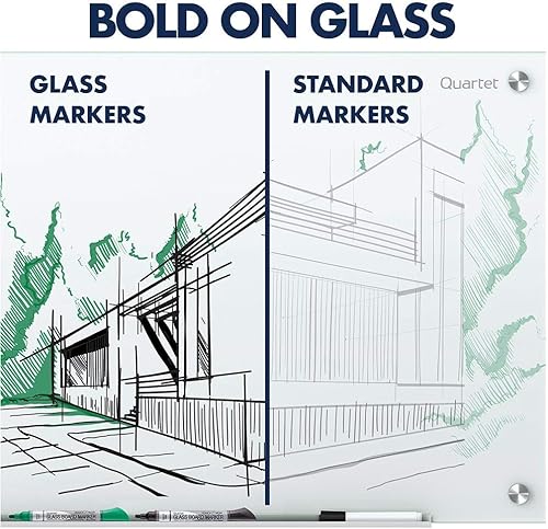 Miniatura 6 de Quartet Pizarra blanca de cristal, pizarra blanca magnética de borrado en seco, 8 x 4 pies, Infinity, superficie blanca (G9648W-A) y marcadores de