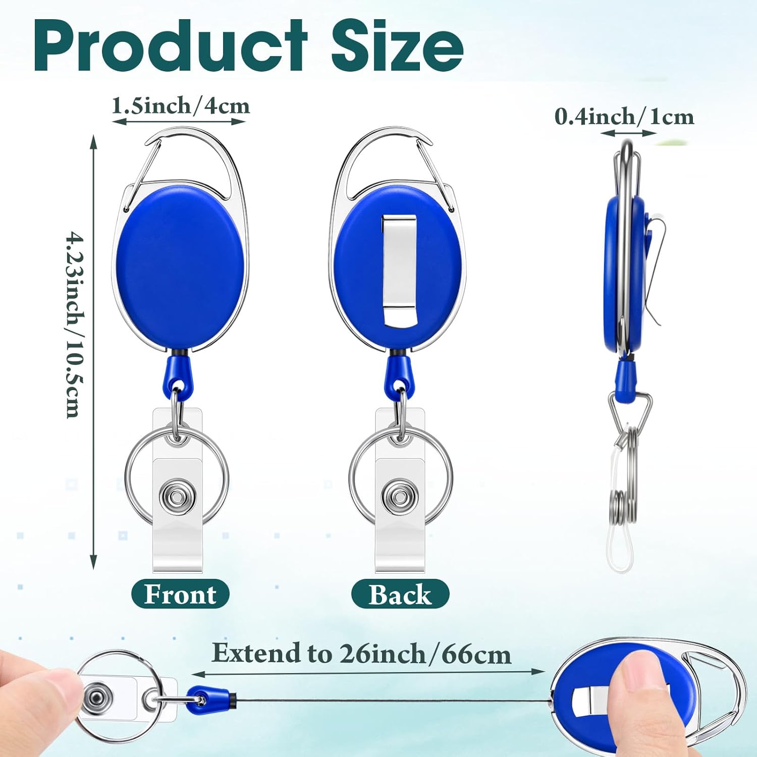 Honoson 50 Pcs Heavy Duty Retractable Badge Reels Batch ID Badge Holder Retractable Clip Bulk Key Holder with Ring for Office Worker Employee, Doctor Nurse Gifts (Pure Color)