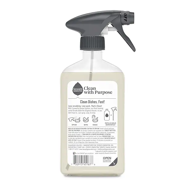 Seventh Generation Power+ Foaming Dish Spray Dishwashing soap Honey Crisp Apple Cuts Grease 16 oz 2