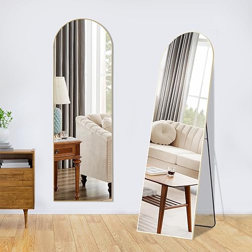 NEWBULIG Espejo de longitud completa de 64 x 21 pulgadas, espejo de suelo para colgar o inclinar, espejo de cuerpo completo con soporte, espejo de