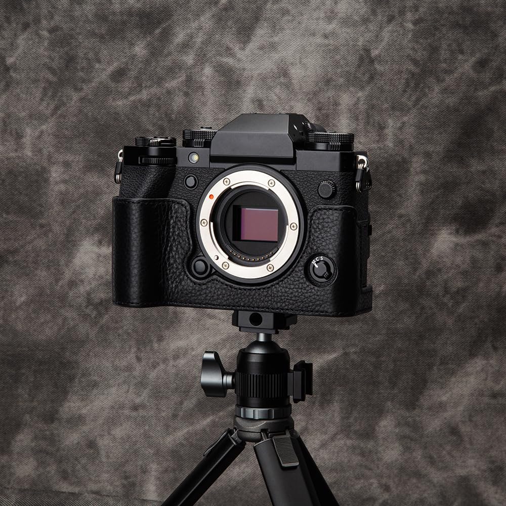 XT5 case Handmade Genuine Leather Camera Protective Half Camera case, for Fujifilm X-T5 (Black)