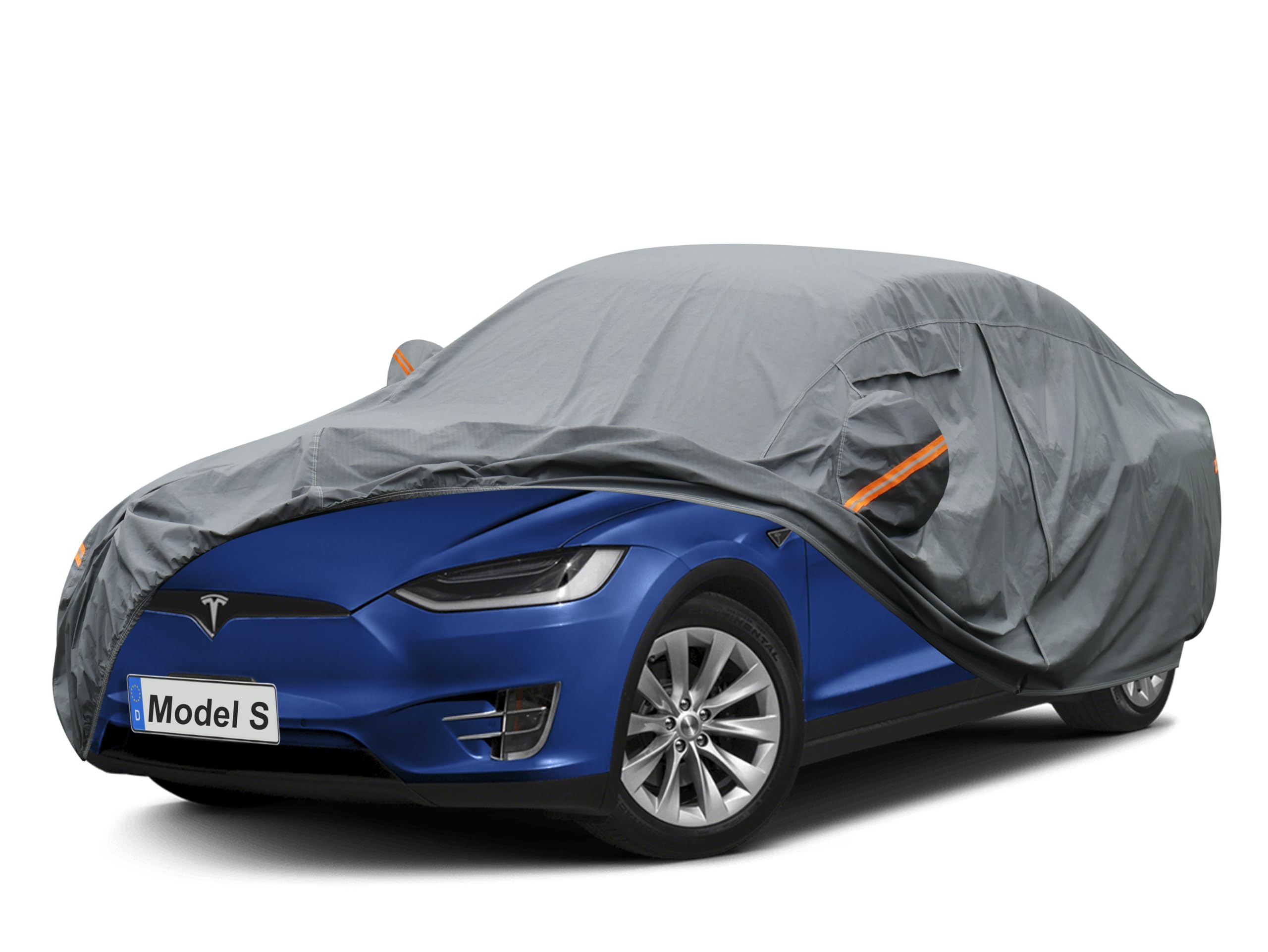 GUNHYI Premium Car Cover Custom Fit Tesla Model S (2012-2026), 16 Layers Heavy Duty Car Cover Waterproof All Weather with Zipper Door for Sun Rain Snow Dust Uv Protection