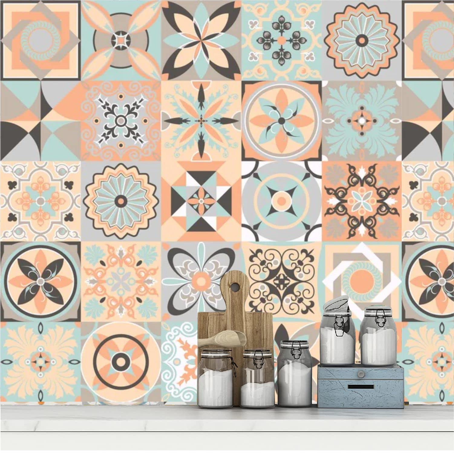 Morrocon Spanish Tile Decals - Peel & Stick -8 Morrocon Spanish Tile Decals - Peel & Stick -8