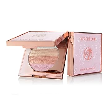 W7 Afterglow Blusher & Highlight Compact - Pink & Gold Glowing Pressed Powder Compact