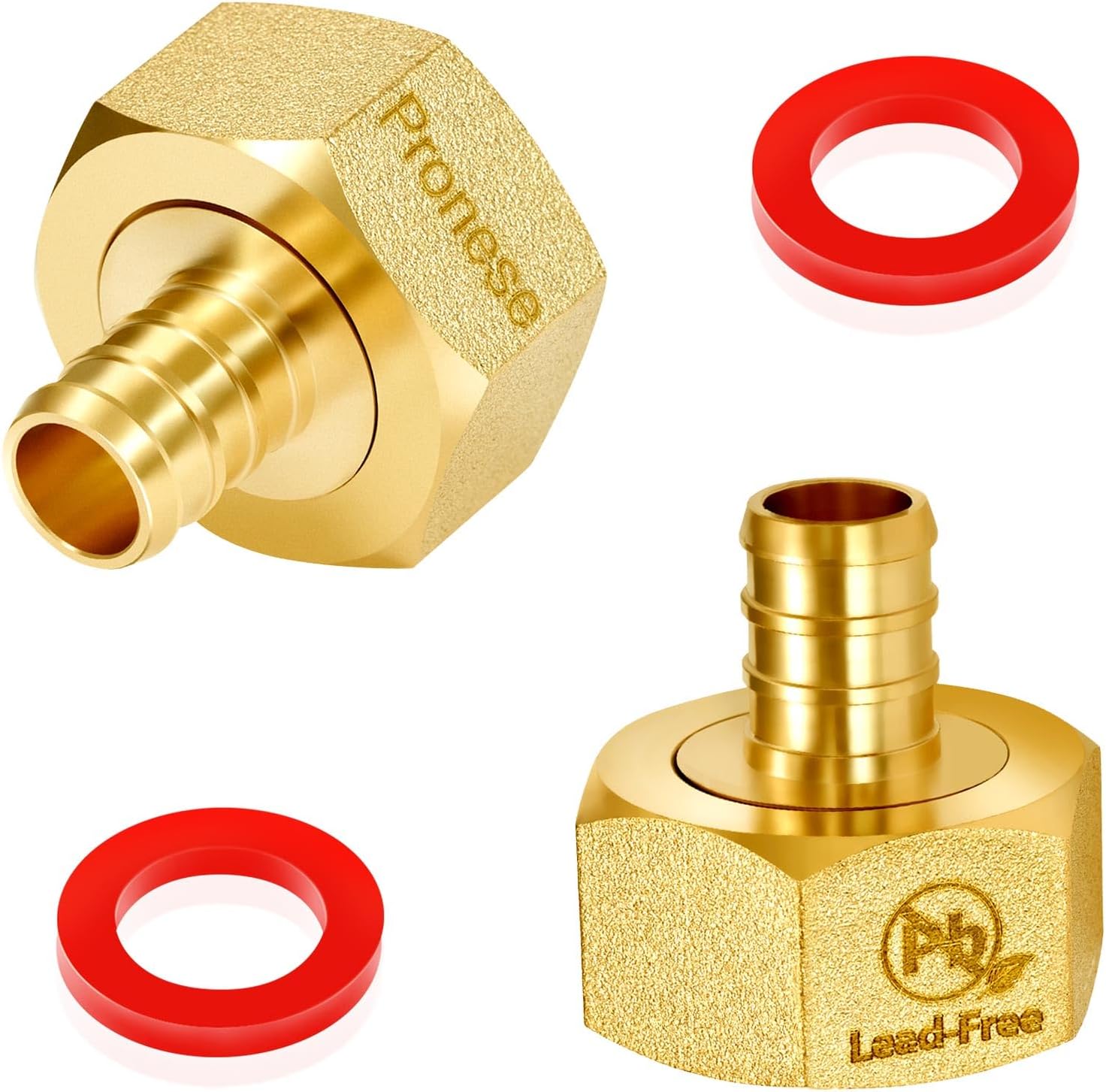 2 PCS L-F Solid Brass Garden Hose Adapter – 1/2" PEX Barb to 3/4" GHT Female Swivel Connector, Heavy-Duty & Corrosion Resistant for Lawn/Boat/House/Irrigation