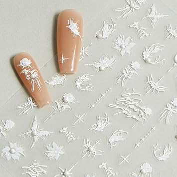 QIUTIMIY 1 Sheets Nail Art Stickers Decals 5D Embossed Self-Adhesive Nail Design Supplies AccessoriesElegant Butterfly