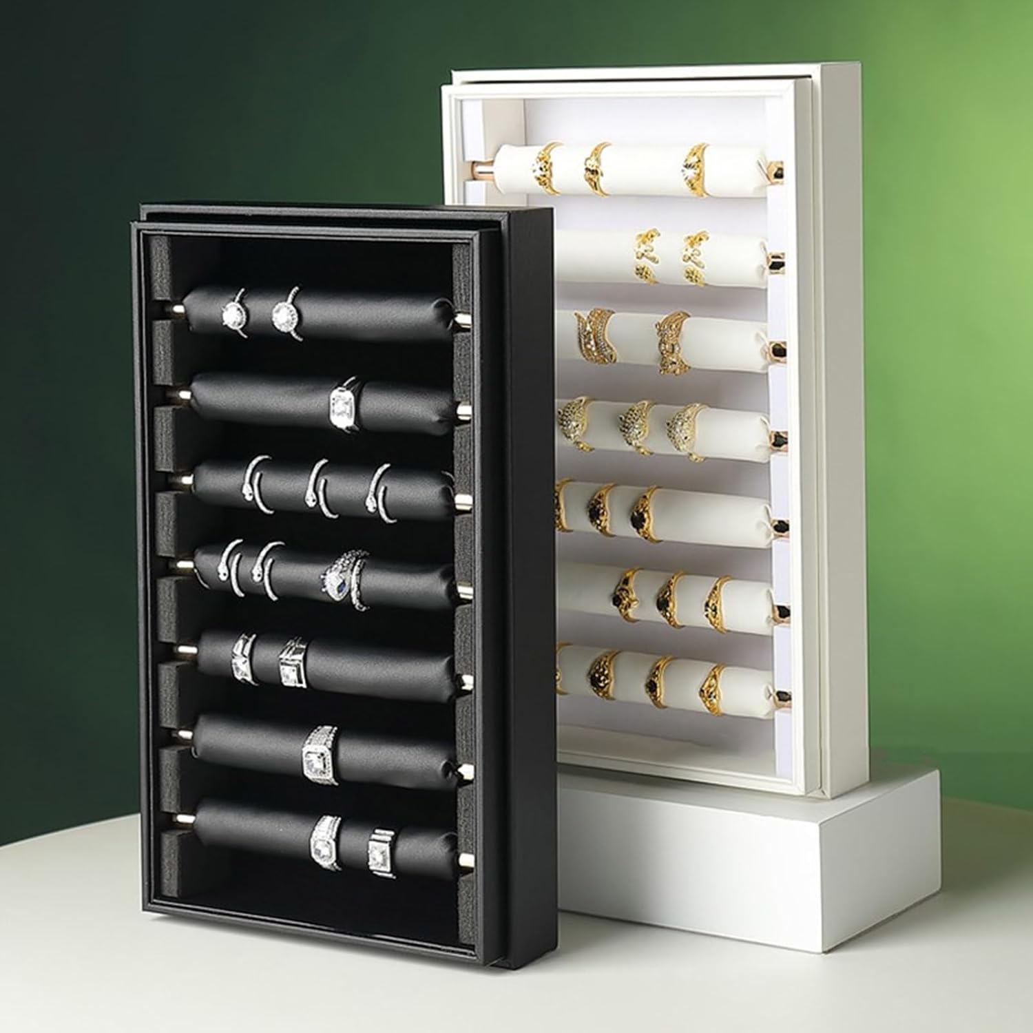 PU Leather Rings Holder Jewelry Tray With Protective Professional Fingers Rings Organizers For Storage And Display