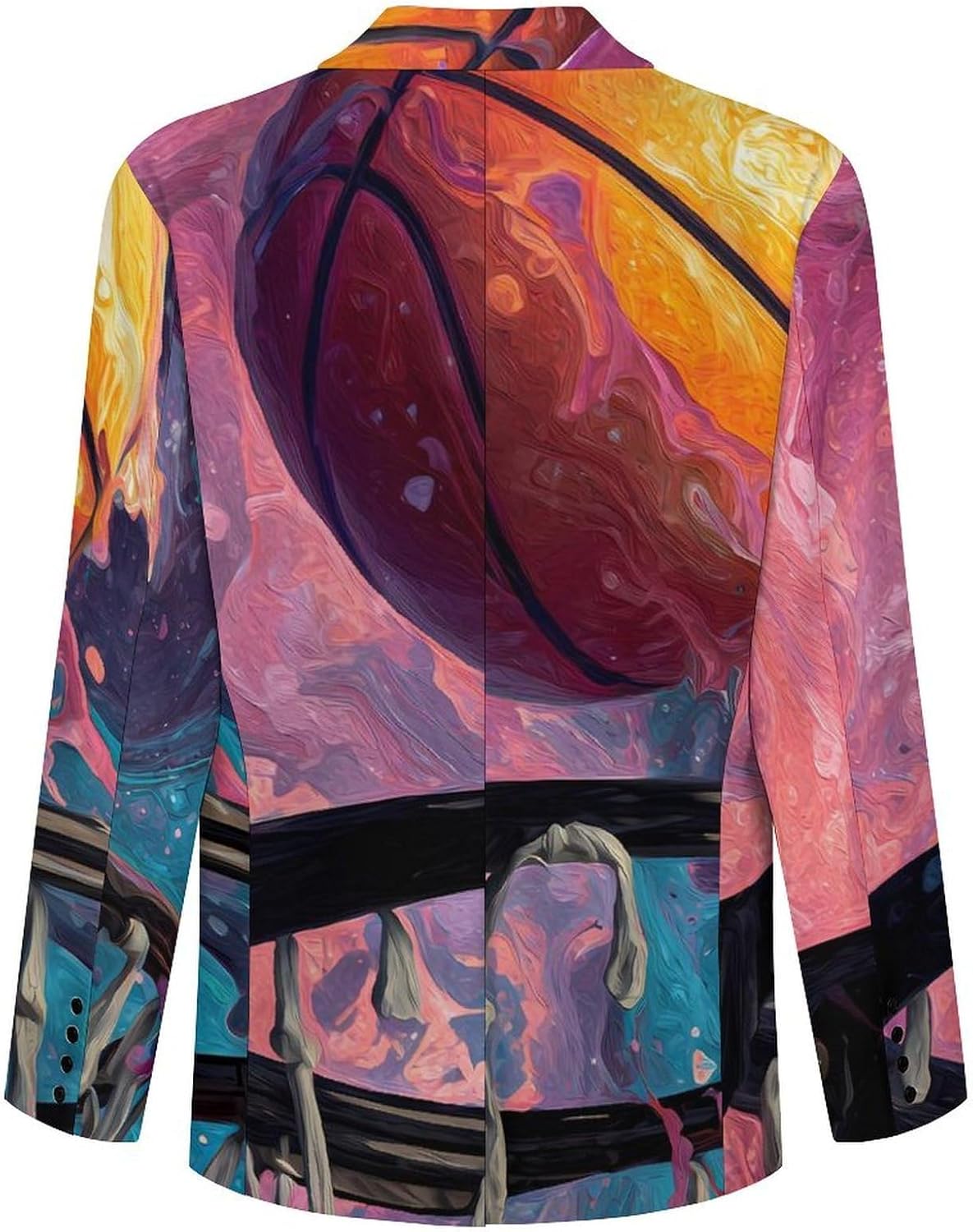 Artistic Basketball Pinkblue Men's Blazers Slim Fit Business Casual Suit Sport Coat Jacket with Pocket
