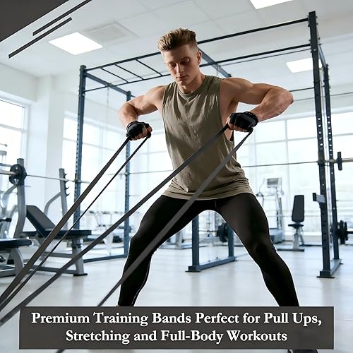 Miniatura 5 de Juego de 16 bandas de resistencia, bandas elásticas de entrenamiento prémium para gimnasio en casa, entrenamiento de fuerza, yoga y terapia física