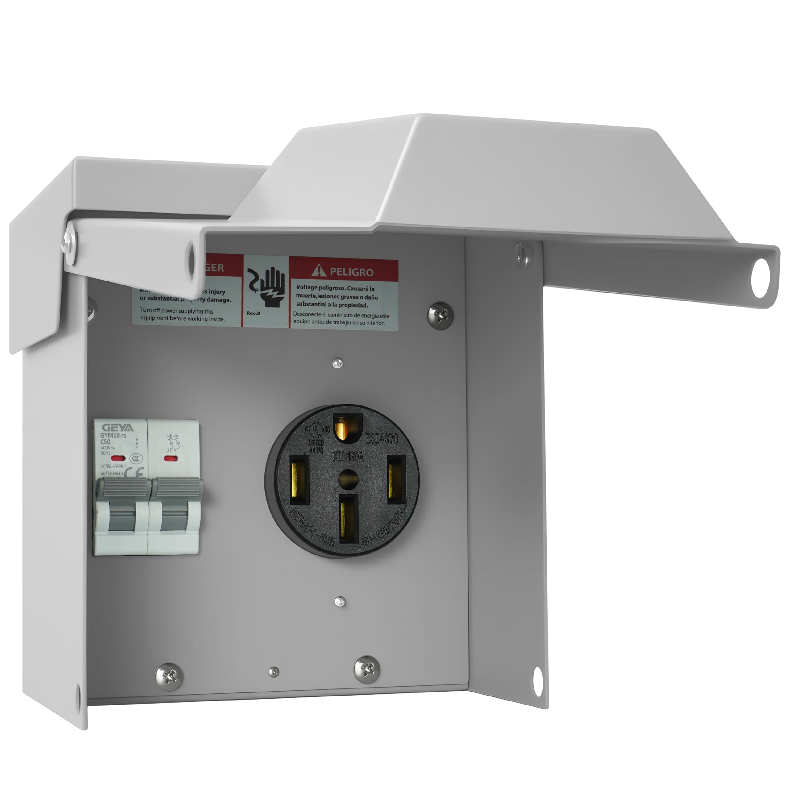 Cajas de tomacorrientes eléctricas, panel de alimentación temporal, resistente a la intemperie, caja de receptáculo con salida de 50 amperios, panel exterior para caravana, caravana, coche, generador