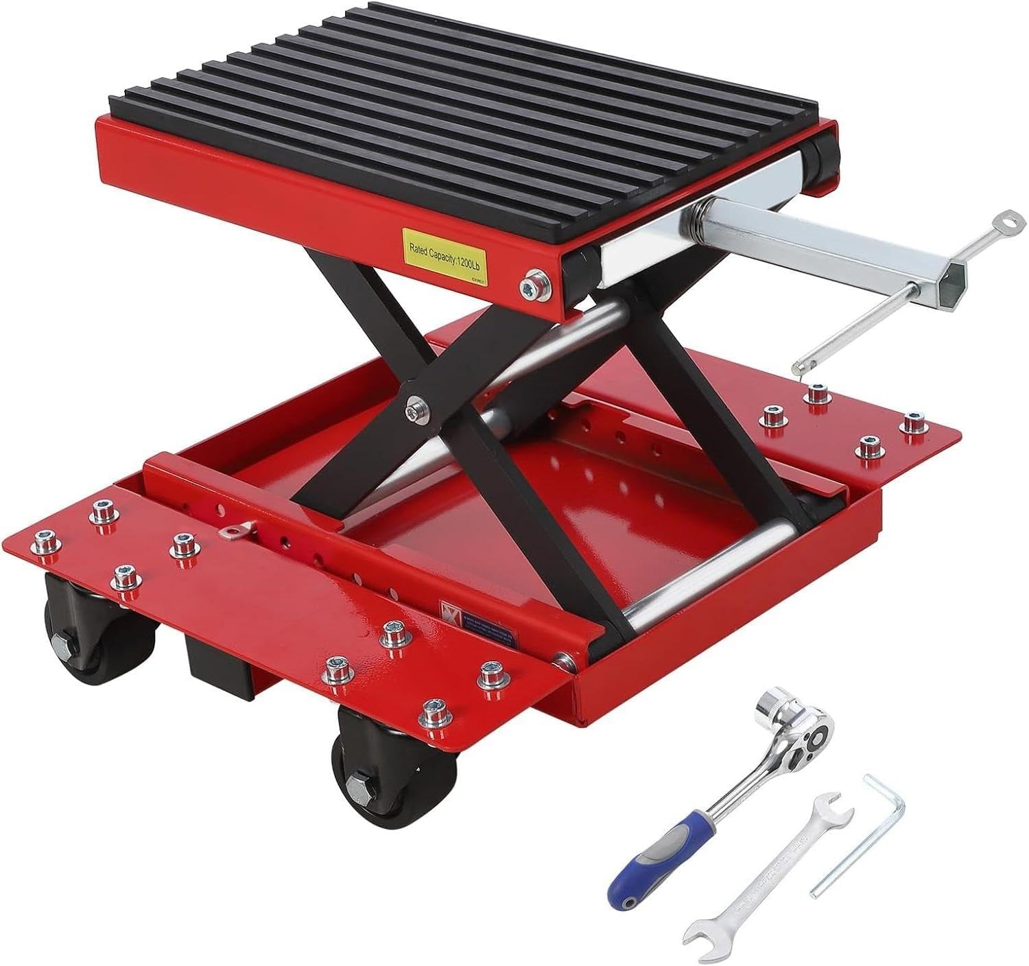 GAOMON Motorcycle Lift Jack, 1200 LBS Motorcycle Stand Scissor Jack with Wide Deck & Safety Pin, Thickened Rubber Pad Dirt Bike Stand Lift for ATV, Bike, Street Bikes, Cruiser Bikes