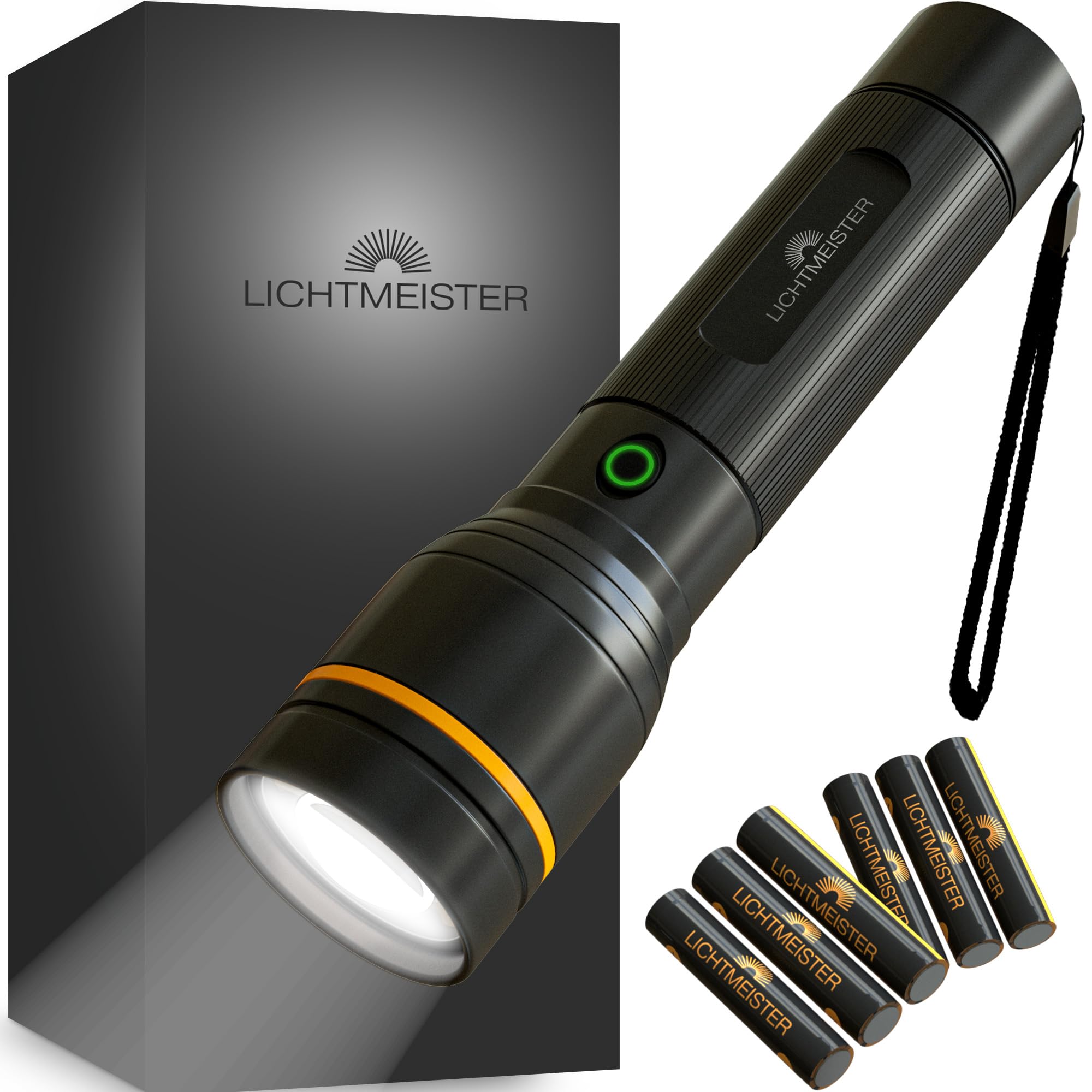 LICHTMEISTER® Torcia (500 lumen con batterie AAA) – Torcia LED potente professionale - estremamente luminosa