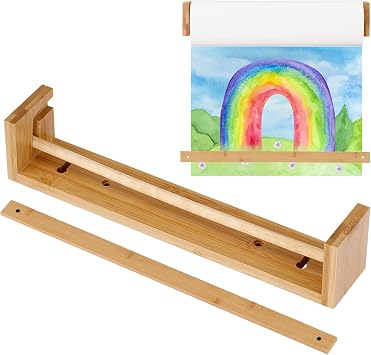 12 Inch Wooden Easel Paper Roll Holder Wall Mount Kraft Paper Roll Holder Brown Paper Roll Butcher Paper Dispenser for Kitchen DIY Office School Business Grocery Lists Art ProjectsNO Paper