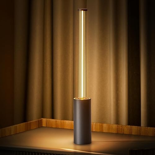 Miniatura 10 de Lámpara portátil inalámbrica, 3 vías táctil USB, recargable, funciona con pilas, lámpara pequeña minimalista para mesita de noche y cocina, luz