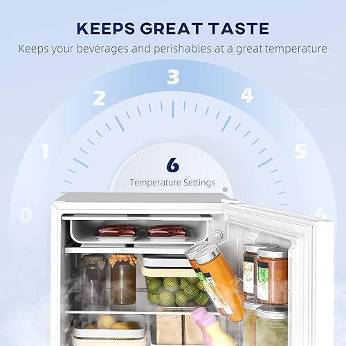 Miniatura 5 de HOMCOM Mini refrigerador de 4.5 pies cúbicos con congelador, refrigerador pequeño de una sola puerta con termostato ajustable, eficiencia